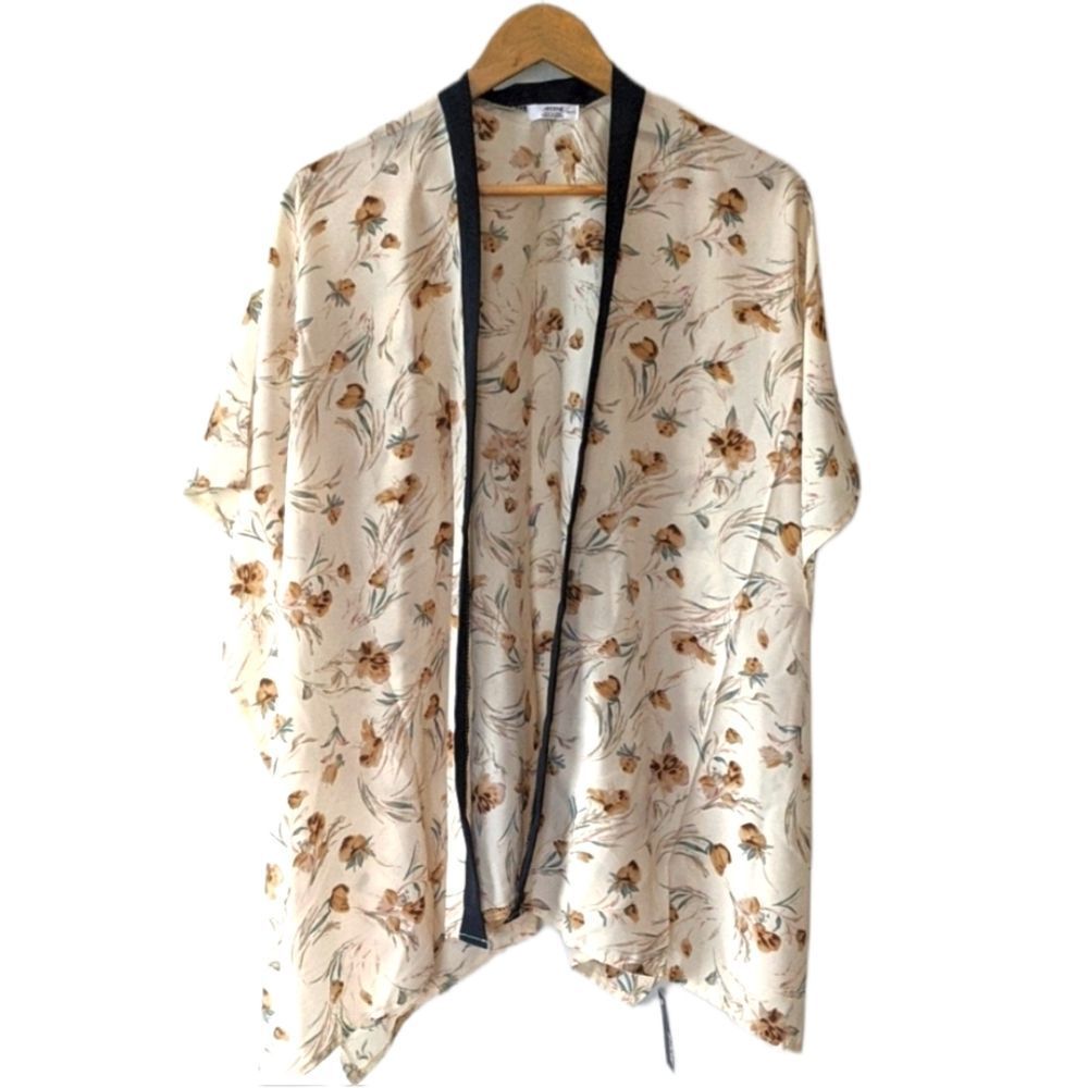 Women's Ardene Floral Flower Brown Poncho Swim Wrap Beach Coverup Cardigan - OS